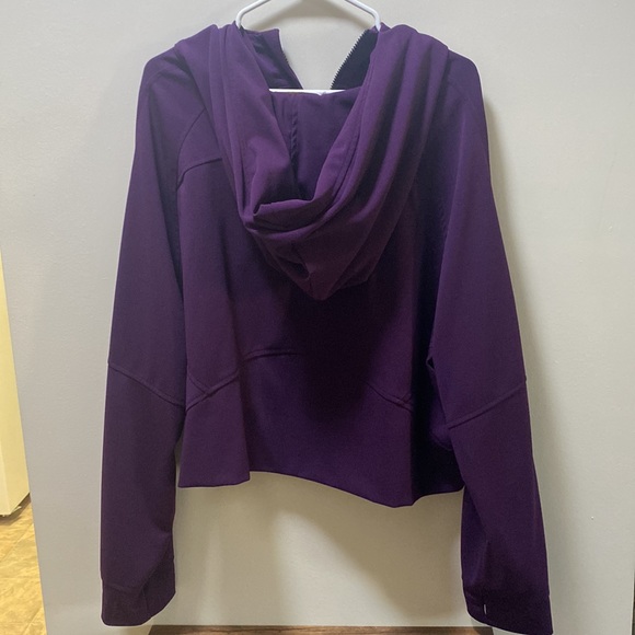 Dark Purple Half Zip Hoodie with Thumbholes - Picture 4 of 4